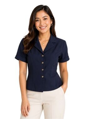 (1990’s) Kasper Navy Short-Sleeve Blazer - PTP 19